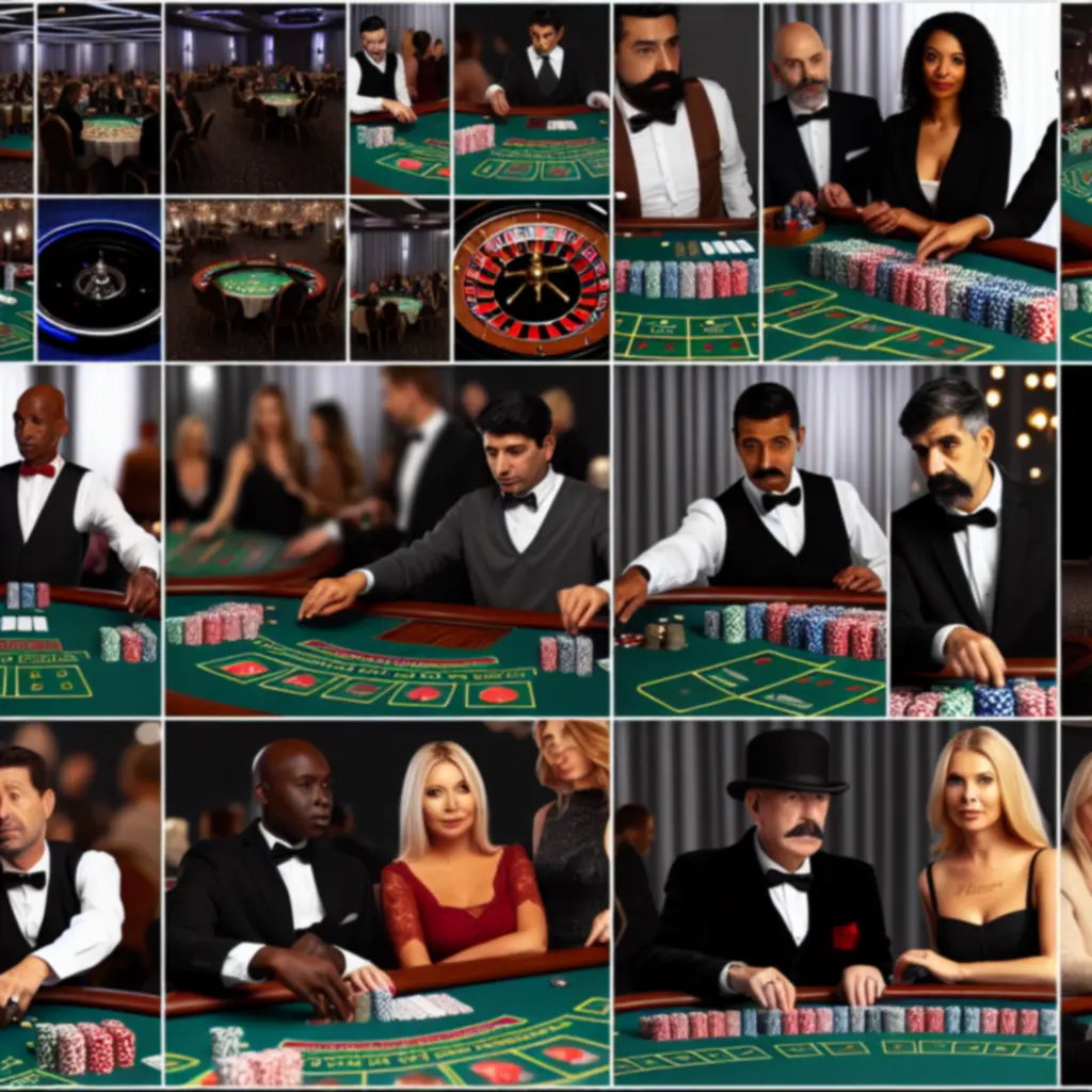 Układ stołów do ruletki, pokera i blackjacka na spersonalizowanym evencie