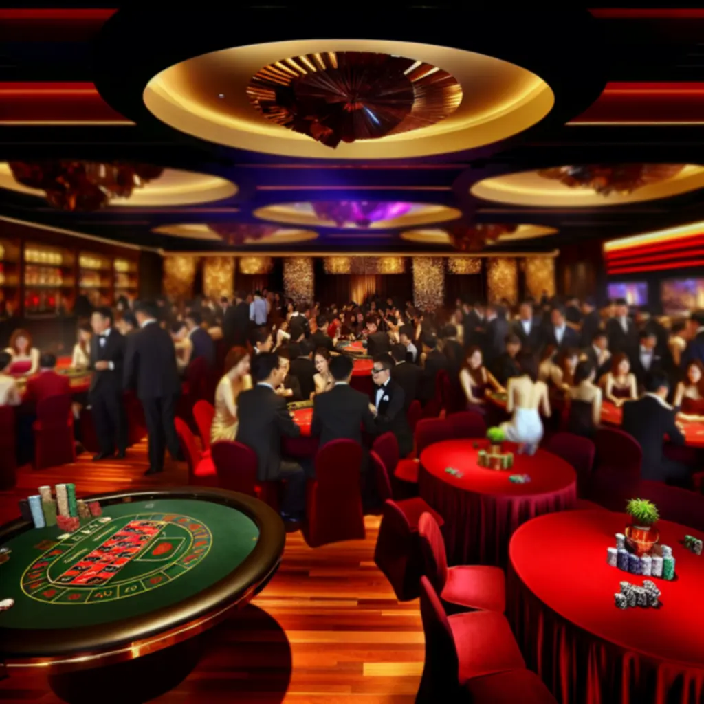 Elegancki wieczór kasynowy z ruletką i stołami do gry
