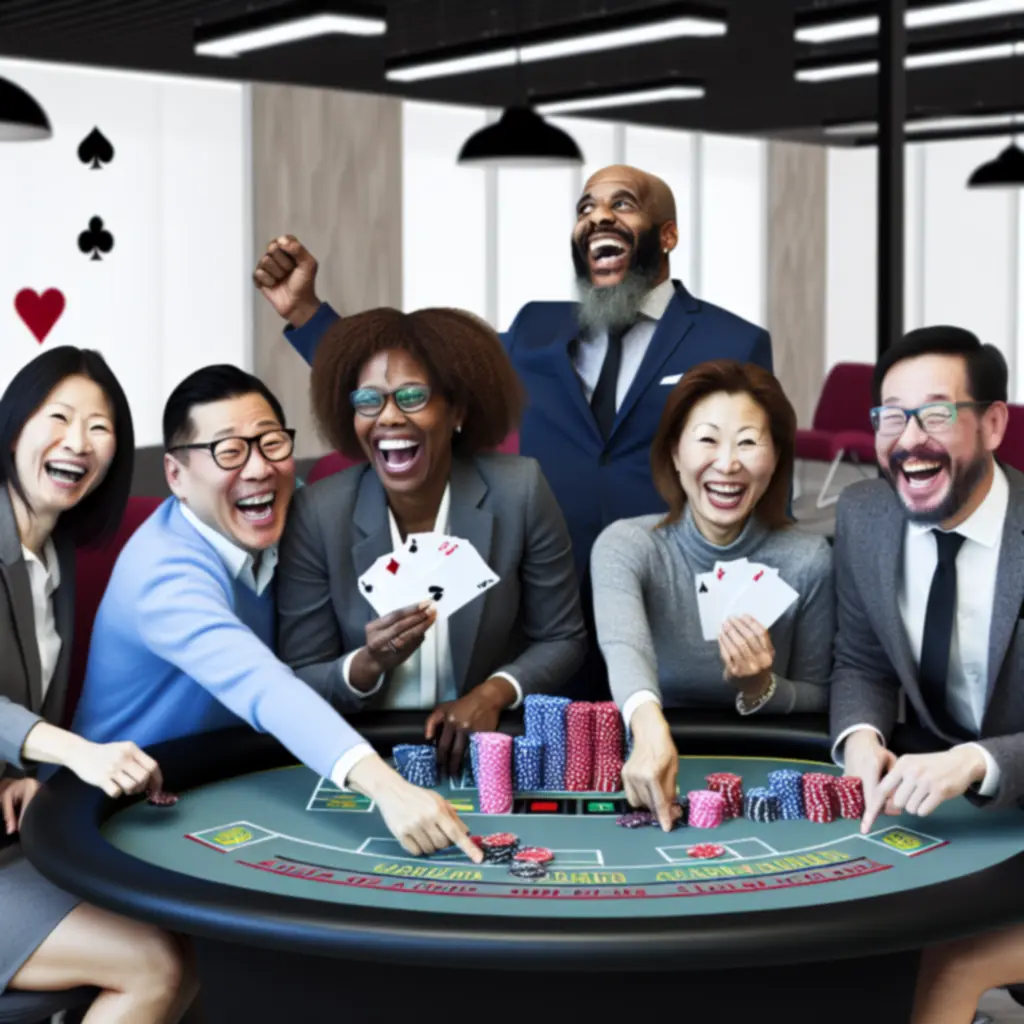 Zespół biorący udział w grach team‑building inspirowanych kasynem