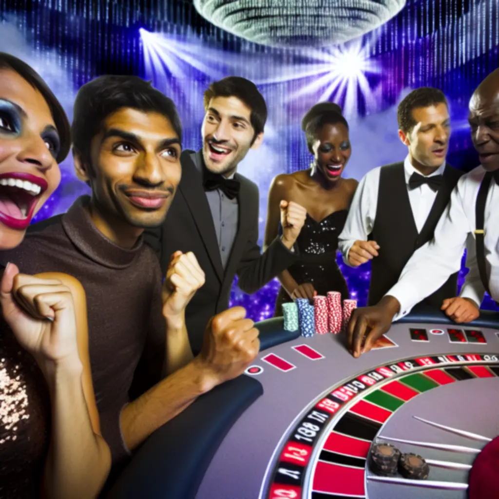 Goście Lucky Night Event bawiący się przy stołach do gier kasynowych